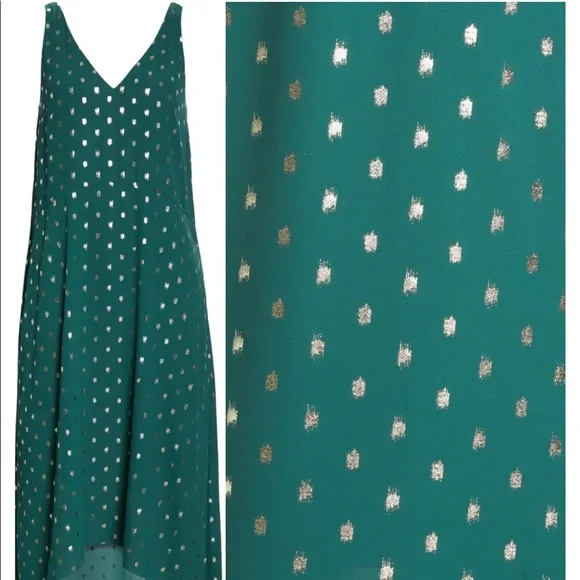 TED BAKER LONDON, Cami Metallic Dot Sleeveless High/Low Shift Dress - Picture 6 of 10